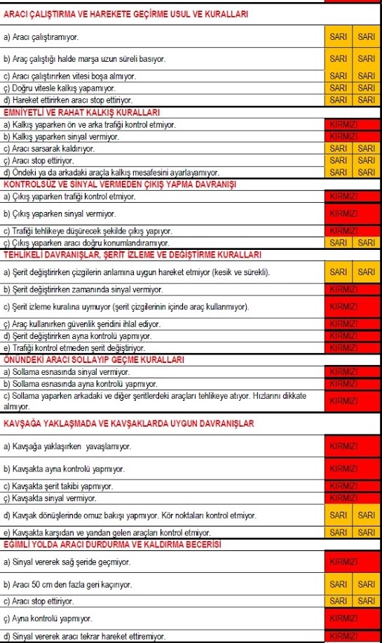 Direksiyon Sınavı Değerlendirme Formu 6
