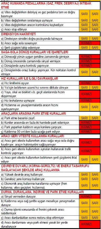 Direksiyon Sınavı Değerlendirme Formu 5